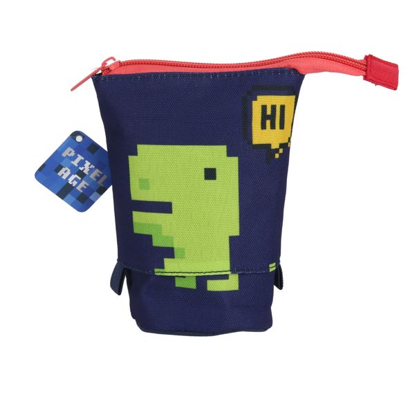 Pencil Bag - Pixel Dinosaur Short Zip (21cm)