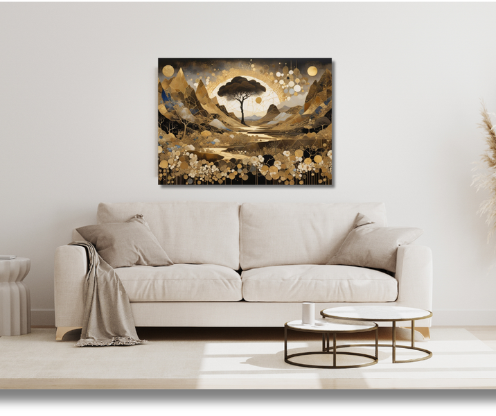 Canvas Wall Art -Majestic Golden Mountains