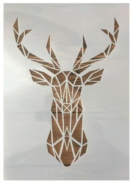 3D Deer Head Stencil A4