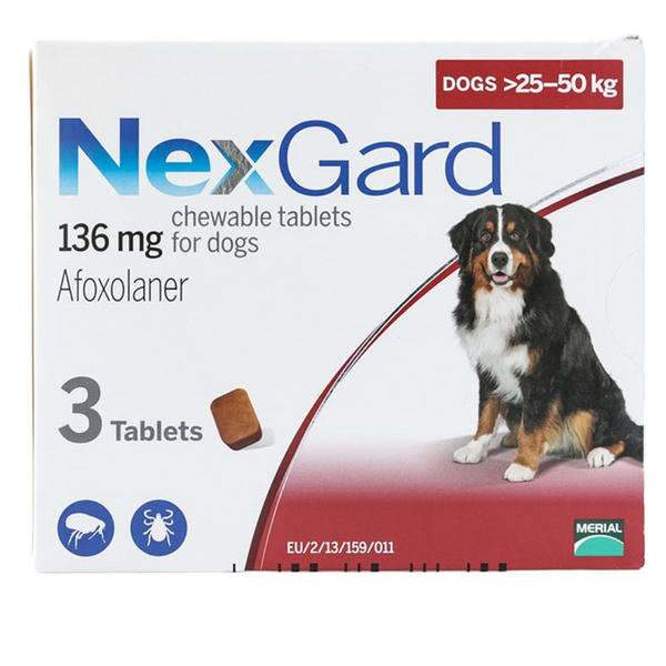 Nexgard-Tick &amp; Flee Tablets 3 In A Box For Dogs 25-50kg x 2
