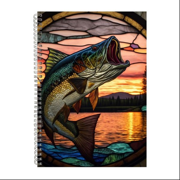 Big Mouth Bass Stained Glass River Gift Idea A4 Notepad 209
