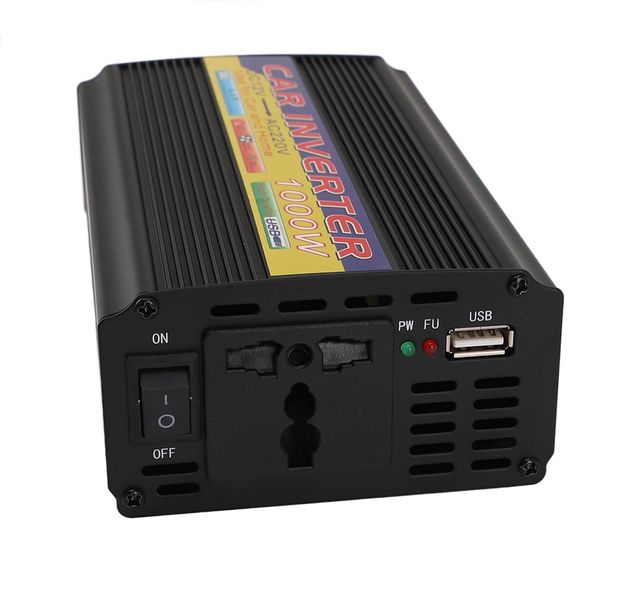BD - DC To AC Power Inverter, 1000W Solar Inverter With 2 Pin Outlet &amp; Buzz