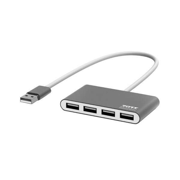 Port USB2.0 to 4 x USB2.0 480Mbps 4 Port Hub – Silver