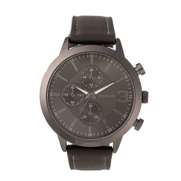 Tomato Watch - Gunmetal Dial - Gunmetal 48mm Case - Grey Strap