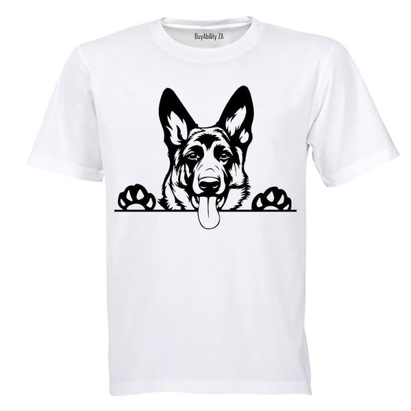 German Shepherd Peeking - Kids T-Shirt - White