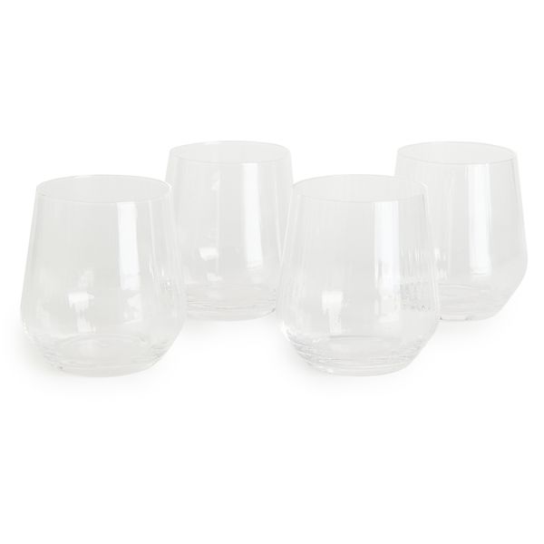 George &amp; Mason - 4 Pack Ribbed Glasses 400ml