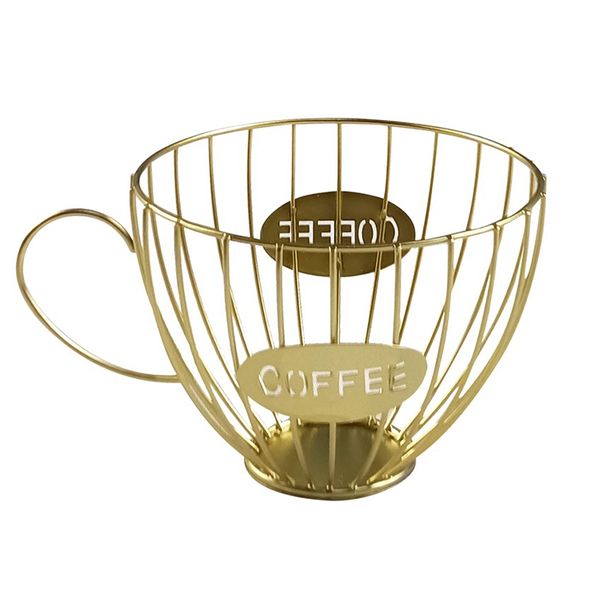 Coffee Fruits Capsule Storage Basket Holder for Cafe Hotel, Golden