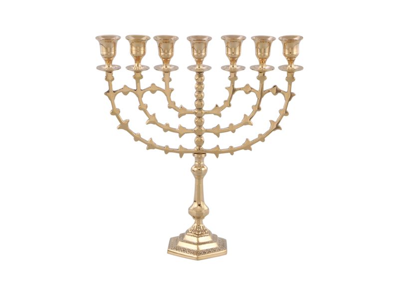 Brass 7 Candle Holder 34cm - Menorah