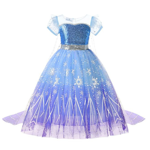 Blue Snowflake Princess Dress for Girls - Elsa Inspired Frozen Costume