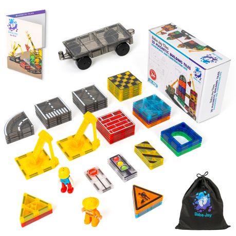 Baba Jay Magnetic Diamond Tiles - Construction/Roadworks Set - 56 Pieces Image