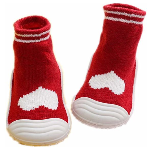 Socks With Rubber Soles Red - Heart