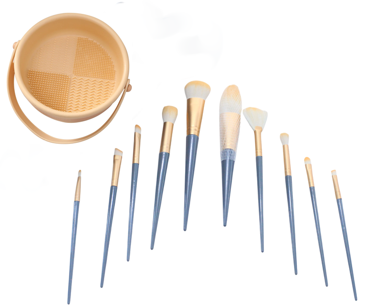 10-Piece Professional Makeup Brush Set with Cleaning &amp; Drying Station
