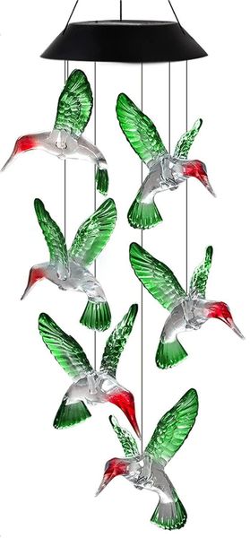 Hummingbird Solar Wind Chimes Gift Outdoor Wind Chimes Solar Lights