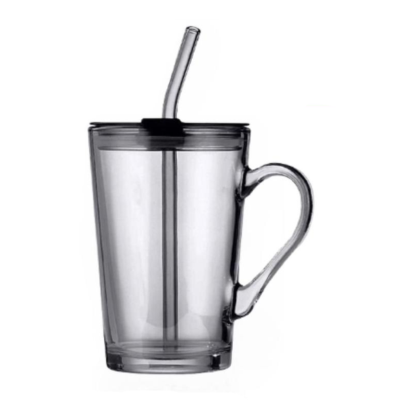Straw Glass Cup With Handle