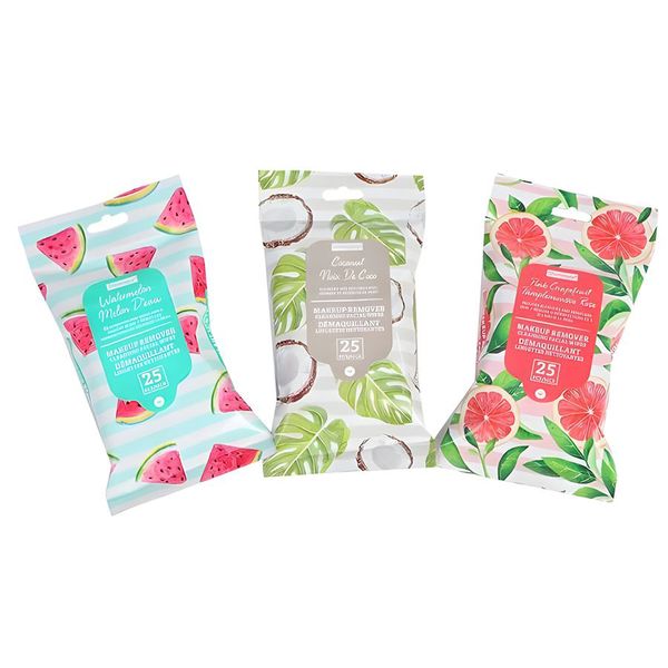 3 Pack 25 Pieces Each Fresh Scented Cotton Makeup Remover Wipes