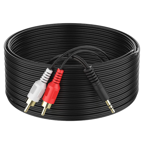 High Quality Audio Transmission 3.5MM AUX To 2 RCA Connector Cable - 10M Image