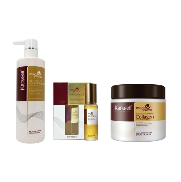 Karseell Maca Power Gold Keratin, Collagen &amp; Essence Oil Repair Set