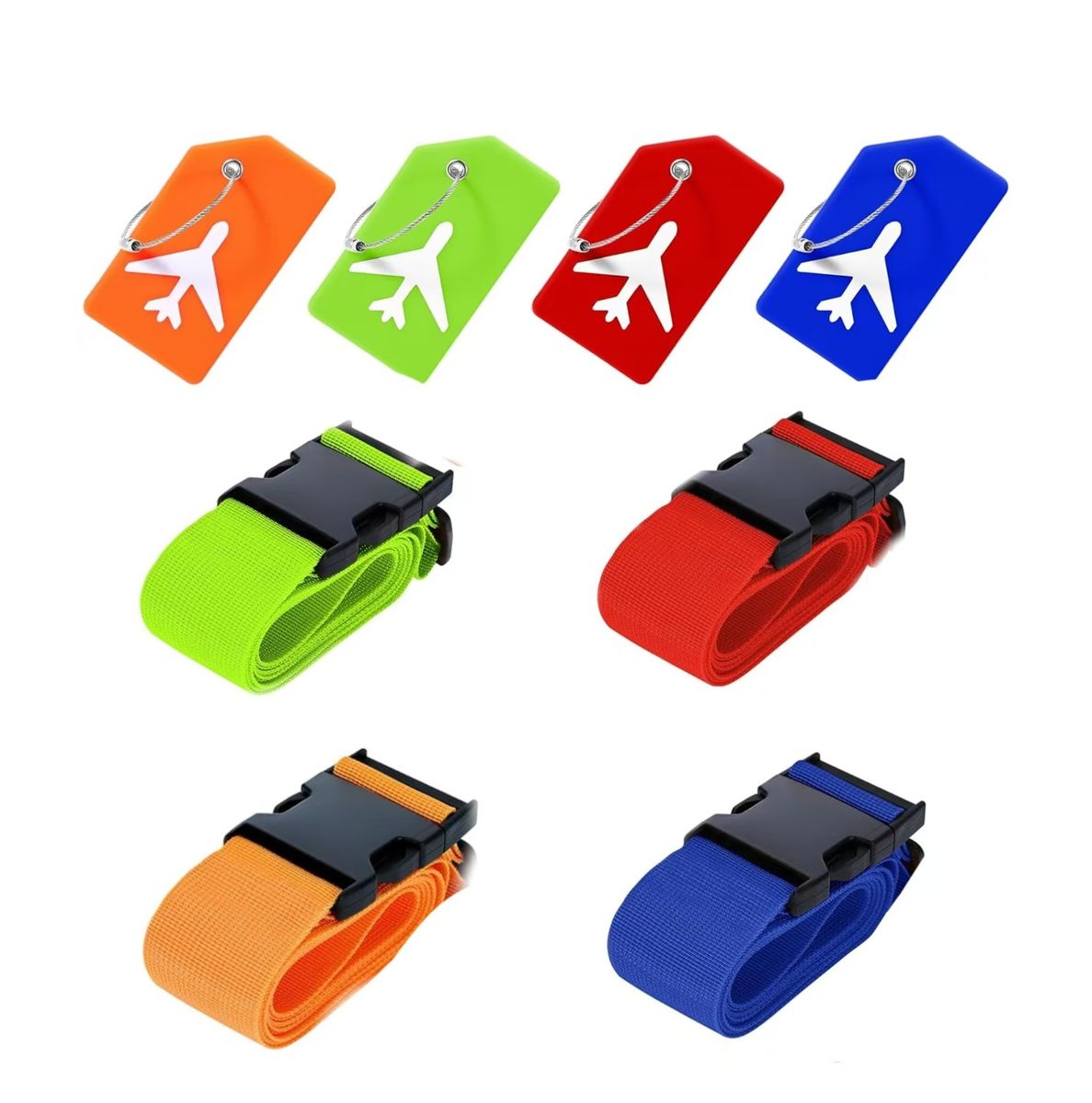 Adjustable Suitcase Belts with Buckle Closure - Pack of 8