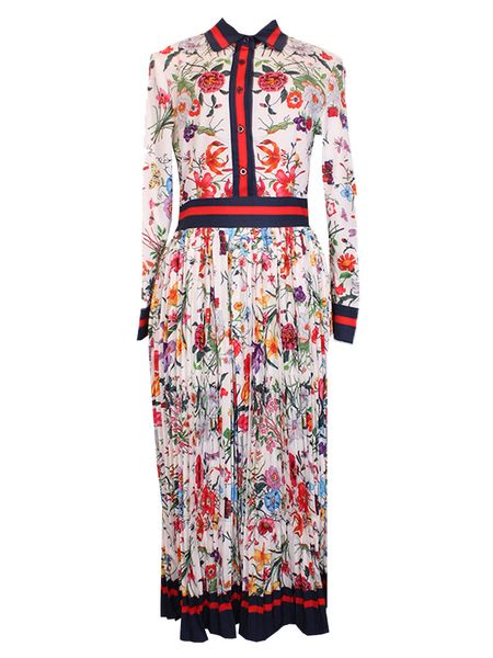 Ladies Floral Pleated Dress
