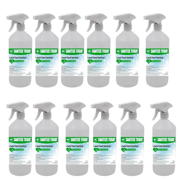 70% Alcohol Liquid Hand Sanitizer with Trigger Spray 1L - Pack of 12