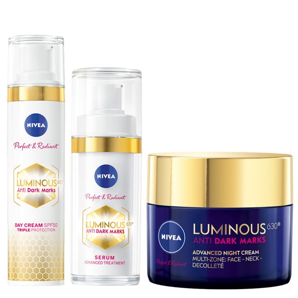 NIVEA LUMINOUS630 Anti-Dark Marks Day and Night Routine Bundle, Pack of 3