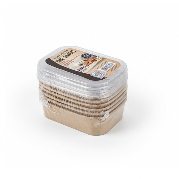 500ml Kraft Paper Bowls with Lids 6 Piece Set