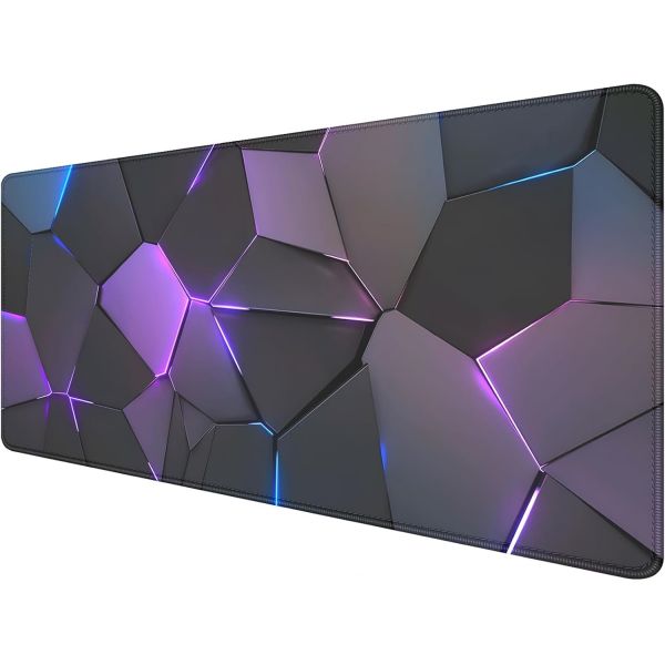 3D Geometric Neon Lights Art Gaming Mouse Pad, Colorful Crack Mouse Mat