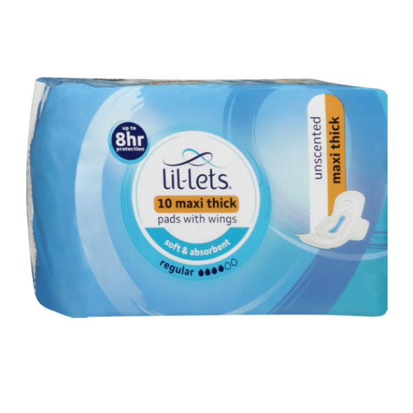 Lil-Lets Maxi Thick Pads Regular Unscented (4 Packets x 10 Pads)