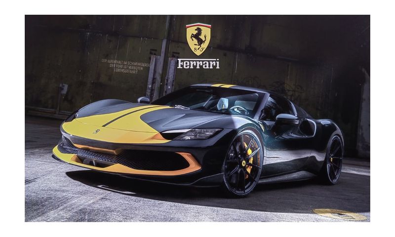 Wooden Frame Car Wall Art - Ferrari SF90