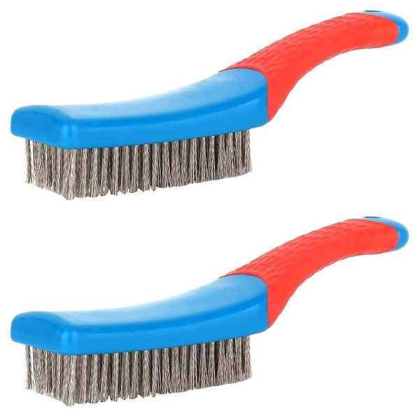 Tool Multifunctional Wire Bristle Metal Scrub Cleaning Brush Set of 2(16cm)