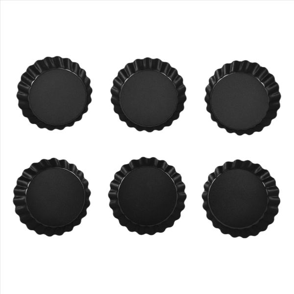 6 Pcs Egg Tart Molds, 3Inch Mini Tart Pans Removable Bottom, Cupcake Cake M