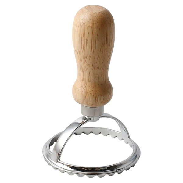 Round Ravioli Cutter with Wooden Handle - Brown