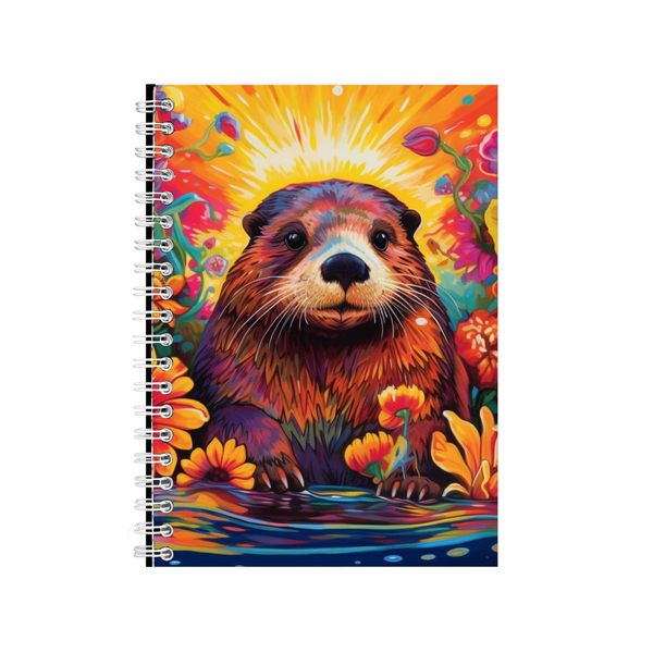Orange Sunflower Around Otter Neon Notebook Gift Idea A4 Notepad Pad 75