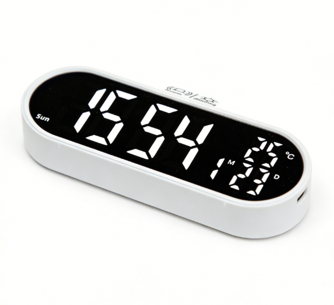 Minimalist White Smart Digital Alarm Clock