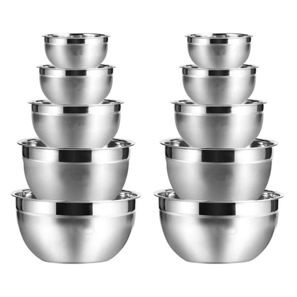 Stainless Steel Mixing Bowl (Set Of 5) Fruit Salad Bowl Set Kitchen
