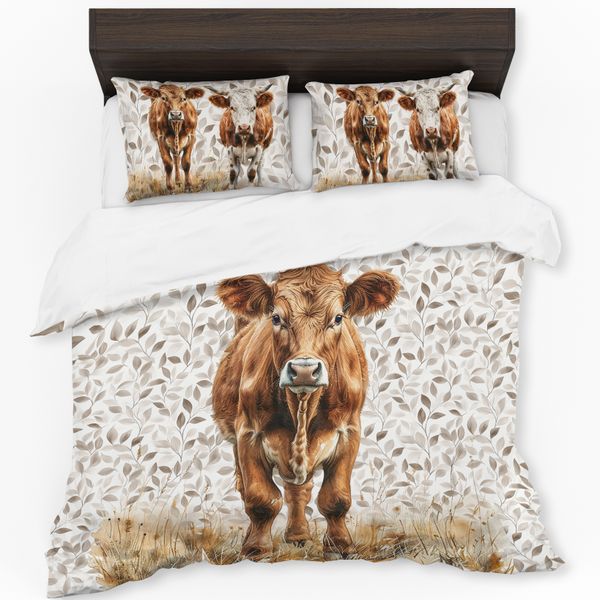 Majestic Brown Cow Duvet Cover Set