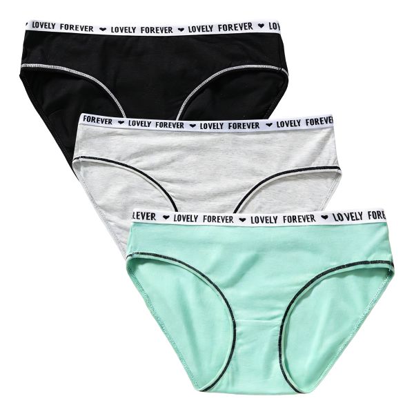 Women's Soft Cotton Hipster Panties 3-Pack - Black/Grey/Mint