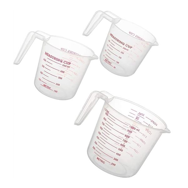 3Piece Plastic Measuring Cups Liquid Measuring Cup Set for Kitchen Baking