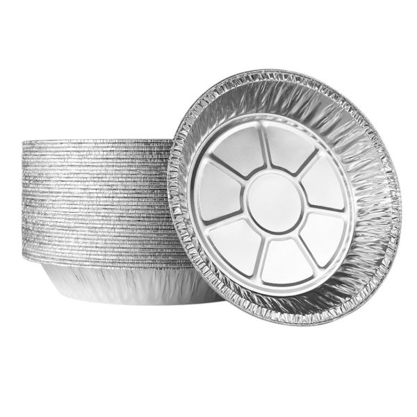50-Pieces 8-Inch Round Aluminum Foil Trays - Silver