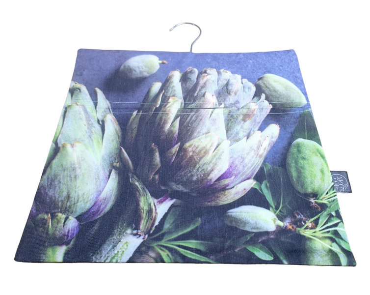 Laundry Peg Bag - Beautiful Green and Purple Artichokes