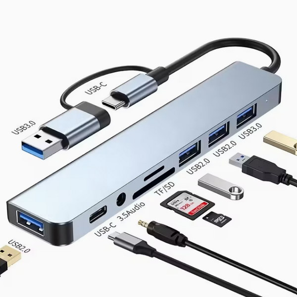 8-In-1 Multi-Function USB-C Adapter Hub Docking Station