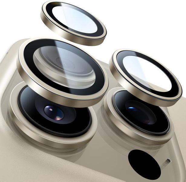 Metal Ring Camera Lens Tempered Glass Protector iPhone 16 Pro Max