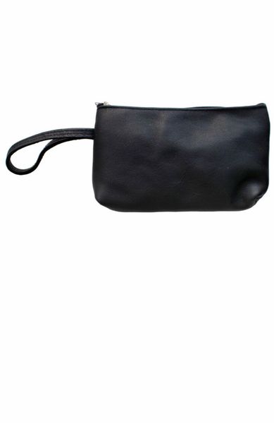 Genuine Leather Make up Bag Black