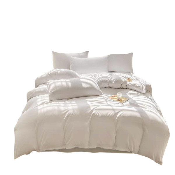 Plain Soft White Durable Duvet Cover Set (6-piece) with Stickers