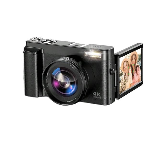 Digital Camera With 180 Flip Screen And 16X Anti-Shake - Black