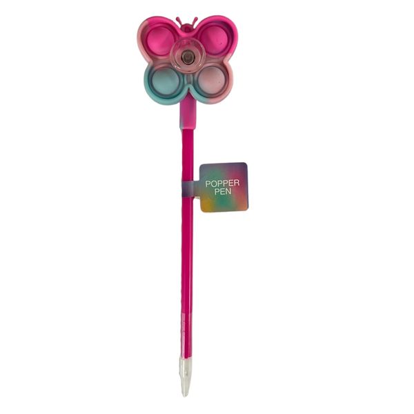Colour Me - Novelty Push Pop Spinner Pen - Pink (1 Pen)