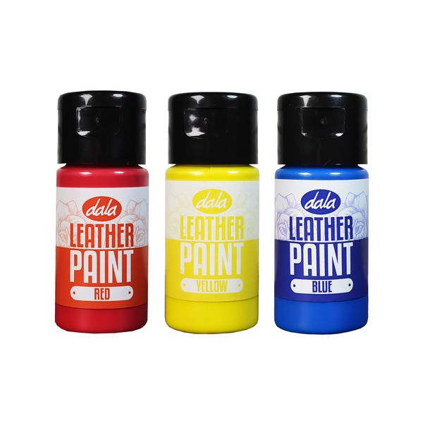 Dala Leather Paint Set 25ml Red, Yellow, Blue - 3 Pack