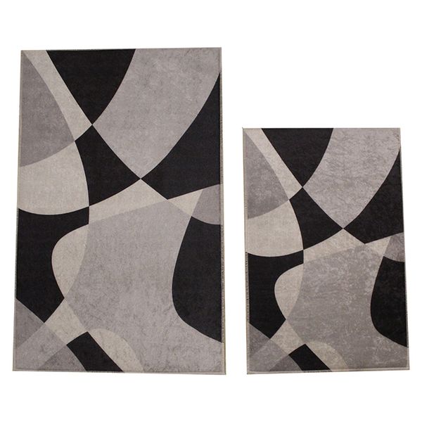 Bathroom Mat Set - Medium - Grey Black
