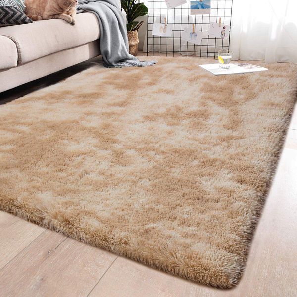 140 x 180cm Plush Three Tone Fluffy Carpet - Shaggy &amp; Foldable Rugs