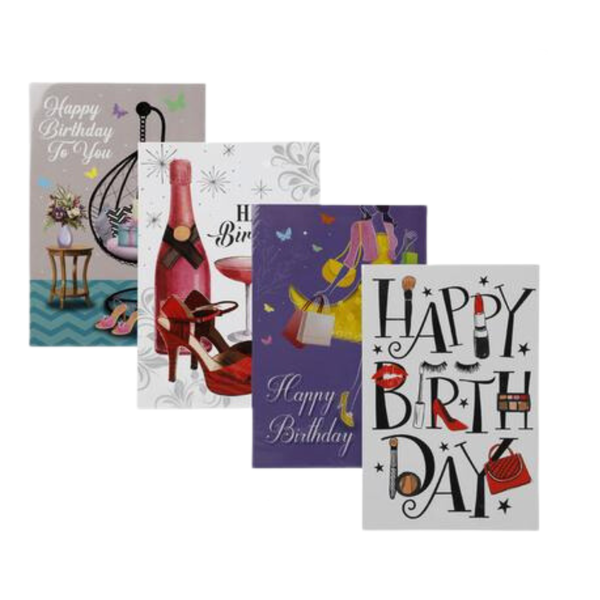 Assorted Birthday Cards &amp; Envelopes - Female (Set of 4)
